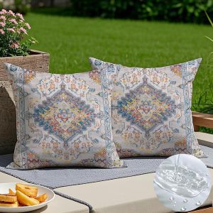 Cauc-Housse De Coussin 50x50 Cm Beige Style Turc - Imperm&eacute;able Et Respirante, Design Polyvalent Pour Salon, Terrasse Ou Plage, Id&eacute;ale En Toutes Saisons Lot De 2 - Neuf