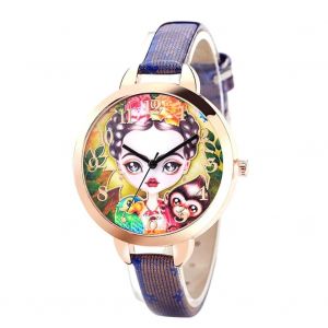 Motif Singe Cadran Rond R&eacute;glable Bracelet Pu Montre Analogique &Agrave; Quartz (Bleu) - Neuf