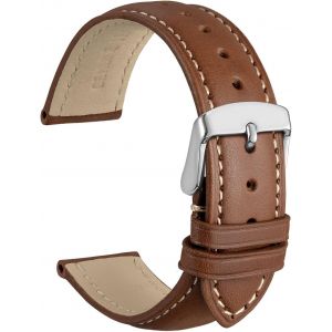 Bracelets De Montre En Cuir Vintage Avec Boucle En Argent Inoxydable, Bande De Remplacement 14mm 16mm 18mm 19mm 20mm 21mm 22mm 23mm 24mm - Neuf