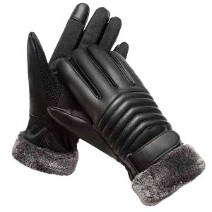 Neige De L'hiver Des Gants Hommes Femmes En Peluche Chaud De Ski En Cuir Gants D'équitation Noir Taille Unique Coupe-Vent Extérieur Froid, La Preuve - Neuf