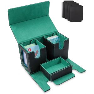 ChenQuanSarl-Commander Deck Box Bo&icirc;te De Jeu De Cartes Avec Fen&ecirc;tre, 2 Bo&icirc;tes De Rangement Mtg Amovibles, Magn&eacute;tique Puissant, Avec Compartiment Cube Pour 200 Cartes - Neuf