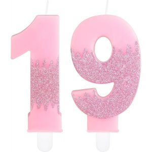 Bougies Roses Pour 19e Anniversaire,Num&eacute;ro 19,Bougies Roses La Reine Des Neiges Pour D&eacute;coration De G&acirc;teau De F&ecirc;te D'anniversaire De Mariage Pour Filles Et Gar&ccedil;ons - Neuf