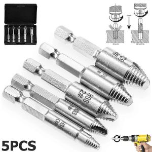 5pcs kit d'extracteur de vis en acier rapide dénudé Extracteur de boulon de vis endommagé Mèches de perçage facile Extracteur de vis Outils électriques - Neuf