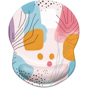 JGD-Ergonomic Mouse Pad with Gel Wrist Rest, Desktop Comfort Office Supplies Mouse Pad, Smooth Surface Non-Slip PU Base,8.7 x 7.2 in,A01-Art Style Pattern - Neuf