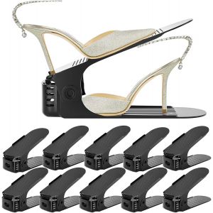 Kgabery-10 Support À Chaussures Réglables,Range Chaussures,Organisateur De Chaussures,Empiler Les Range Chaussures,Matériau Pp,Antidérapant,4 Niveaux De Hauteur,Durable Et Facile D'entretien,Gain De - Neuf