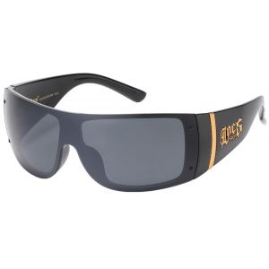 Lunette De Soleil Locs Noire Gravure Locs En Doré Style Biker Gangsta - Neuf