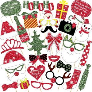 Checarzhn--No1-Noël Photo Booth Props Kit,Photobooth,Photobooth Mariage,Anniversaire,Accessoires Photobooth - Neuf