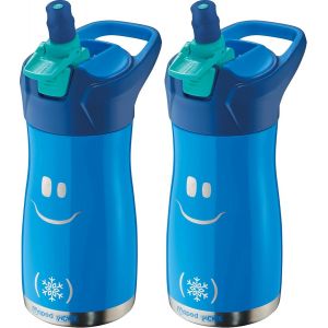 Cheng-Picnik Concept Kids - Gourde Enfant Avec Système De Pipette - Étanche - Ouverture Automatique Avec Bouton - Nettoyage Facile - Corps En Acier - 430 Ml Inoxydable - Bleu - 430 Ml 871203 - Neuf