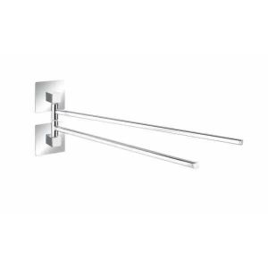 WENKO Porte serviettes salle de bain mural Quadro, 2 barres porte serviette mobiles fixation sans perçage Turbo-Loc®, Acier Inox - Neuf
