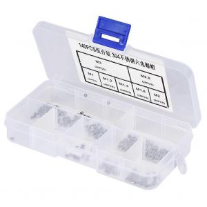 140pcs M1 / M1.2 / M1.4 / M1.6 / M2 / M2.5 / M3 Écrous hexagonaux hexagonaux hexagonaux en acier inoxydable - Neuf
