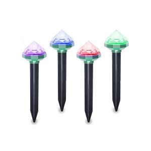Lot de 4 r&eacute;pulsifs solaires anti-taupes avec lumi&egrave;res LED pour souris, serpents et autres nuisibles - Neuf