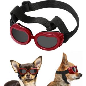 Lunettes De Soleil Pour Chien - Rouge, Réglables, Anti-Poussière, Anti-Uv - Neuf