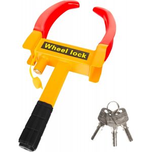 Sabot de roue avec serrure de haute s&eacute;curit&eacute; et 3 cl&eacute;s &iquest; Pour remorque,camping-car,caravane,voiture &iquest; Sabot de pneu de voiture,griffe de roue pour pneus de 15 &agrave; 28 cm de largeur - Neuf