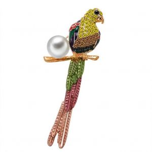 Femmes Alliage Plaqué Or Zircon Oiseau Broche Poitrine Femme Bijoux Accessoire - Neuf
