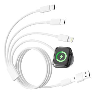 Thef-4 En 2 Câble Pour Chargeur Apple Watch, Chargeur Watch Usb C 1m Cable Apple Watch Avec Lightning/Usb C/Iwatch/Micro Pour Apple Watch Serie 9/8/7/6/5/4/3/2/Se/Ultra,Iphone 16 15 14 13 12,Samsung - Neuf