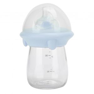 Biberon En Verre A Large Ouverture Pour Bebe, Joli Et Professionnel, Portable (Bleu) - Neuf