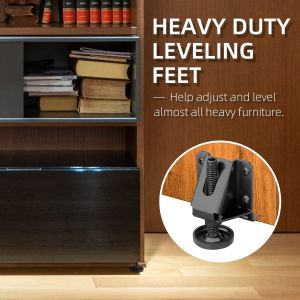 Niveleur de la Jambe, 4 Pack Heavy Duty Pieds de mise à niveau des Meubles Réglables pieds Réglables avec Vis, Écrous et une Clé pour les Gros Meubles, Table, Armoire, Canapé, Workbench (Noir) - Neuf
