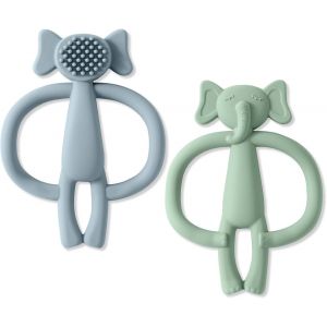 Silicone Bébé Teether,2pcs Bébé Jouets De Dentition Bébé Teether Jouet Jeu Sans Bpa Doux Anneaux De Dentition Pour Les Garçons Et Les Filles - Neuf