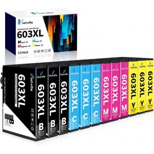 TEPPA-603XL Cartouche d'encre pour Epson 603 XL Multipack pour Epson Expression Home XP-2100 XP-2105 XP-2150 XP-2155 XP-3100 XP-3150 XP-3155 XP-4100 XP-4150 WF-2810 WF-2820 WF-2830 (Paquet de 12) - Neuf