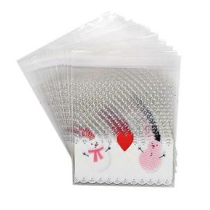 100pcs 10x10cm Santa Claus Arbre Auto-Adh&eacute;sif Cadeau De No&euml;l De Bande Dessin&eacute;e Sacs En Plastique Sac De Bonbons De No&euml;l Emballage De No&euml;l, D&eacute;coration - Neuf