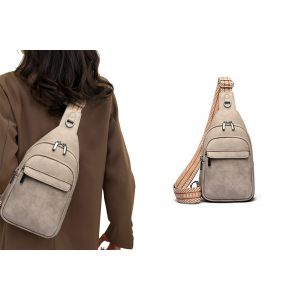 Sac bandouli&egrave;re femme en cuir PU, petit sac banane de poitrine avec plusieurs poches - Neuf