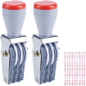 KALANKA-NBEADS 2 Pcs Numéro Rouleau Tampons, Timbres Numérotés en Plastique Réglables Tampon à Roue Roulante Multi-Fonction DIY Caoutchouc Scrapbooking Roller Papeterie Bureau Timbres D'Affaires - Neuf