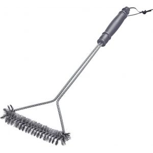KAL-Brosse À Barbecue 46 Cm ¿ Manche Long, Idéal Pour Nettoyer Votre Barbecue, Qu'Il Soit En Fonte Ou En Acier Inoxydable, Avec Sangle En Cuir Pratique ¿ Acier Inoxydable, Pp - Neuf