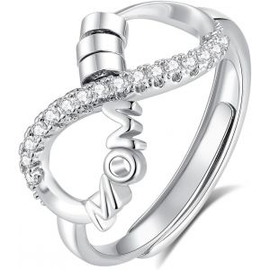 Kal-Bague Anti Stress Femme, Perles Bague D'anxiete R&eacute;glable Bague Anneau Tournant Anneau Ouvert Spinner Anxi&eacute;t&eacute; Fidget Pour Femme - Neuf
