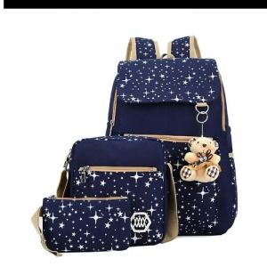 Sac &Agrave; Dos, Sac &Eacute;tudiant Trois Pi&egrave;ces Sac &Agrave; Dos En Toile Sac De Voyage Sac Messager Imprim&eacute; &Eacute;toiles (Bleu) - Neuf