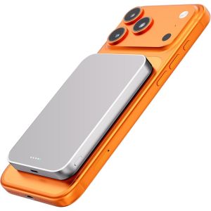 MEVRONISSHOP-PD20W Chargeur Portable sans Fil magn&eacute;tique 10 000 mAh 14 mm Design Titane Ultra Fin avec entr&eacute;e et Sortie USB-C Compatible avec iPhone 17/16/15/14/13/12 Series (Argent) - Neuf