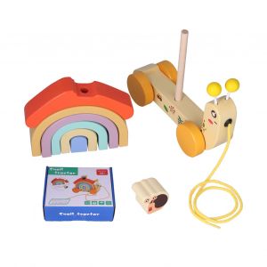 Jouet A Tirer En Bois De Hetre Pour Bebe, Escargot Long, Pour Enfant De 3 Ans Et Plus - Neuf