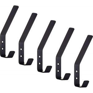 5 X Crochet &Agrave; V&ecirc;tements Loxten 142 X 20 X 45 Mm Noir Crochet De Vestiaire En Acier Inoxydable &Eacute;paisseur De Mat&eacute;riau De 3 Mm Crochet Pour Vestes Avec Bords Arrondis - Neuf