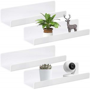 Lot de 4 étagères murales flottantes sans perçage - 30 cm - En acrylique - Pour la décoration de la maison - Pour livres, photos, cuisine, salle de bain, bureau, salon - Neuf