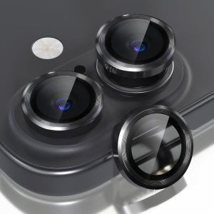 Lot de 2 protections verre trempé 9H pour objectif caméra iPhone 16 / iPhone 16 Plus - Ultra HD, anti-rayures, anti-reflets, vision nocturne, compatible coques, noir - Neuf