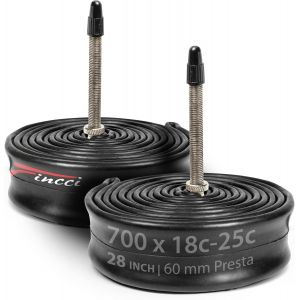 Velo Chambre A Air 700 X 18 X 23 X 25c - Pair Chambres &Agrave; Air 28 Pouces Avec 60 Mm Presta Valve Pour V&eacute;lo De Course, Route, Gravel, De Ville, Vintage, &Eacute;lectrique Homme & Femme - Pack 2 - Neuf
