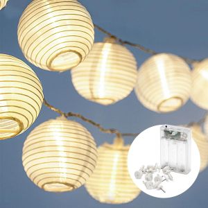 JGD-CozyHome Guirlande lumineuse exterieure pile lampions - 20 lampion LED & 7m I Minuterie &agrave; piles I Guirlande lumineuse chambre Guirlande lumineuse int&eacute;rieur Fairy lights Guirlandes lumineuses noel - Neuf