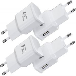 LORANKA-4-Pack Chargeurs USB, Chargeur Rapide Adaptateur Secteur USB Connecteur de Charge pour Samsung Galaxy S21 S20 S10 S6 S7 S8 S9/Edge/Plus/Active, A71,A54,A33,A13,A03,M53 5G T&eacute;l&eacute;phone Mobile - Neuf