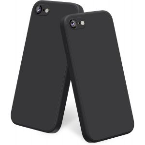 2 Pack Silicone Coque Compatible Pour Iphone Se 2020 / Iphone 8 / Iphone 7 / Iphone Se 2022, Silicone Coque Avec Doublure En Microfibre Douce Protection Compl&egrave;te 4,7"", Noir/Noir - Neuf