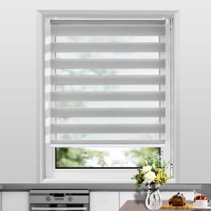 Store Enrouleur Jour Nuit Sans Cha&icirc;ne Sans Per&ccedil;age, Tirez-Arr&ecirc;tez Sans Rebond, Rideau Fiable Et Pratique, Facile &Agrave; Installer Avec Clips Pour Fen&ecirc;tre Ou Porte, 70l X 150l Cm, Gris Clair - Neuf