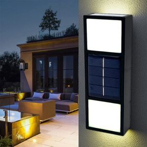 Applique Murale Solaire &Eacute;tanche - Lampe Led Ext&eacute;rieure Pour Jardin, Cour Et Terrasse - Noire - Neuf