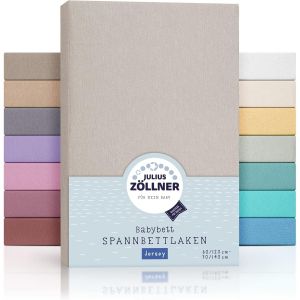 Kalanka-Lot De 2 Draps-Housses En Jersey Pour Lit Bébé Et Enfant - 100% Jersey De Coton - Certifié Oeko-Tex Standard 100 - Dimensions : 60 X 120 Cm / 70 X 140 Cm - Taupe - Neuf