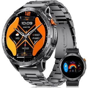 Montre Connectée Homme Avec Appels Bluetooth-1,75"" Hd Amoled Écran, 730mah 110+ Modes Sport Smartwatch, Surveillance Fréquence Cardiaque/Spo2/Sommeil, Compatible Android Ios Bracelet Acier Noir - Neuf