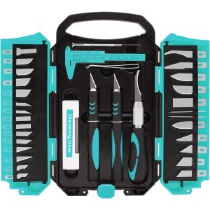 34pcs Couteau Pour Loisirs Créatifs, Cutter De Précision Couteaux De Craft Knives Avec Poignées Antidérapantes Pour La Modélisation Artistique, Le Scrapbooking, La Sculpture, Etc(Bleu) - Neuf