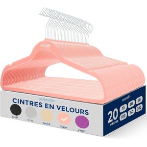 MEVRONISSHOP-Cintres - Cintres en Velours Antid&eacute;rapants - Porte-V&ecirc;tement Fins et Robustes - avec Crochet en M&eacute;tal Pivotant &agrave; 360&deg; - Supportant jusqu'&agrave; 4,5 kg pour Vestes, Pantalons et Robes - Lot de - Neuf