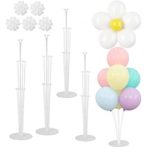 Lot De 4 Supports Pour Ballons, 10 Clips De Fleurs Et 100 Pastilles Adh&eacute;sives Pour Anniversaire, F&ecirc;te Pr&eacute;natale, Mariage - Neuf