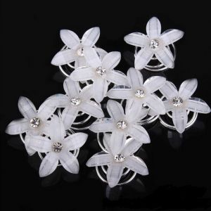 Lot De 10 Barrettes En Forme De Spirale Avec Fleur En Strass Pour Mari&eacute;e Accessoires &Agrave; Cheveux - Neuf