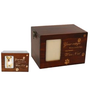 Urne Fun&eacute;raire En Bois Pour Chiens Et Chats Avec Espace Photo, Bo&icirc;te &Agrave; Souvenirs Pour Cendres Et Objets Pr&eacute;cieux - Neuf