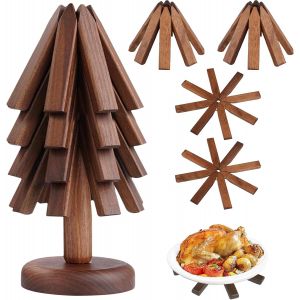 Subzonal-Sous-Verre En Bois Pour Plats Chauds, Sous-Verre En Bois Pour Plats Chauds, Forme D&iquest;Arbre En Noyer Noir, Ensemble De Sous-Verre En Forme D&iquest;Arbre Pour La Cuisine Et La Salle &Agrave; Manger, Design - Neuf