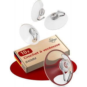 Lot De 10 Crochets À Ventouse Ø 40 Mm ¿ Ventouses Transparentes Pour Fenêtre, Salle De Bain Et Cuisine ¿ Maintien Fiable Sur Le Verre Et Les Surfaces Lisses[RAC62409137] - Neuf