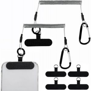 Mdy-Lot De 2 Sangles De Téléphone Rétractables Et Anti-Chute Avec Boucle - Cordon De Sécurité Universel Pour Randonnée, Ski, Cyclisme, Escalade, Pêche, Bateau, Kayak, Noir, 30x6cm/11.8x2.36in - Neuf